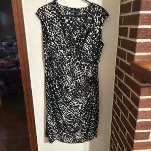 Elegant Black and Cream Leopard Print Dress